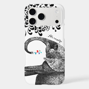 Your Name or Quote Black Hindi Pattern Elephant iPhone 17 Pro Max Case