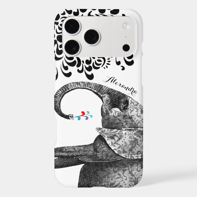 Your Name or Quote Black Hindi Pattern Elephant Case-Mate iPhone Case (Back)