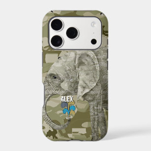 Your Name or Quote Camo Elephant Trendy Camo iPhone 17 Pro Case