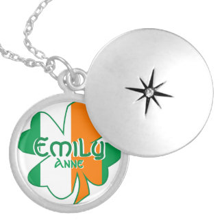 Your Name or Quote Irish Flag Charm Silver Plated Necklace