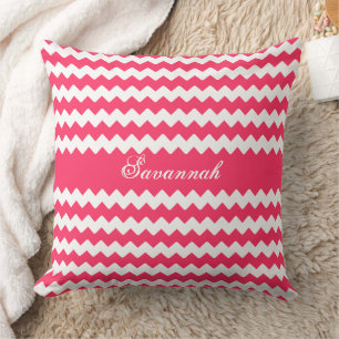 Your Name or Quote You Choose Color Zigzag Pattern Throw Pillow