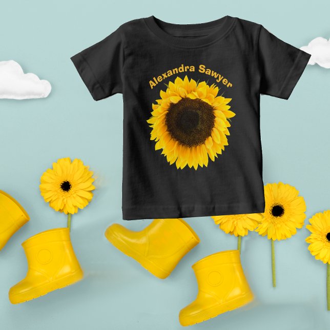 Your Name or Short Quote Sunflower  Baby T-Shirt (Creator Uploaded)