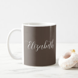 Your Name Or Text Elegant Brown Typography Script Coffee Mug
