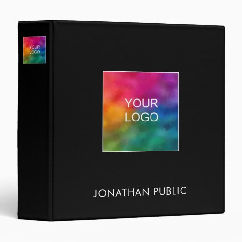 Your Name Or Text Elegant Business Company Logo 3 Ring Binder