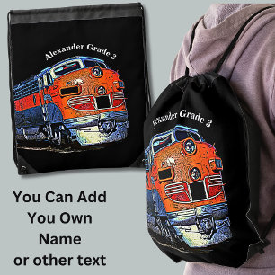 Your Name or Text -  F7 Diesel Locomotive      Drawstring Bag