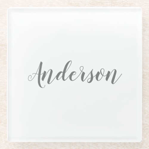 Your Name or Text  Fancy Elegant Script Glass Coaster