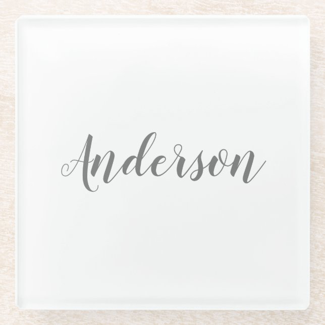 Your Name or Text | Fancy Elegant Script Glass Coaster (Front)