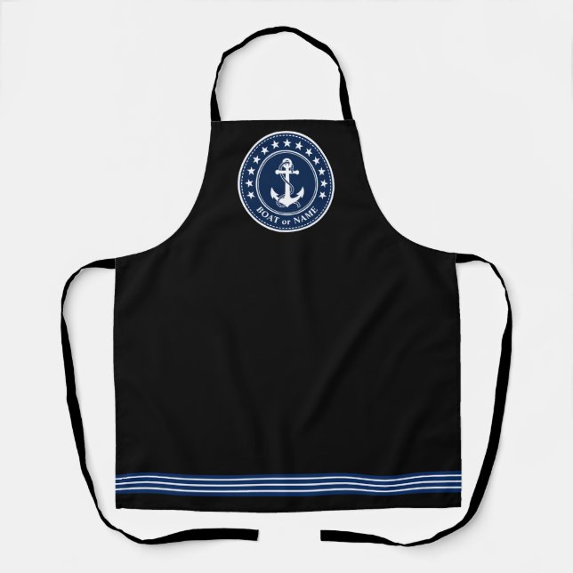Your Name or Text Nautical Anchor and Stars Apron (Front)