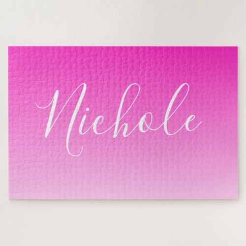 Your Name or Word  Customizable Pink Gradient Jigsaw Puzzle
