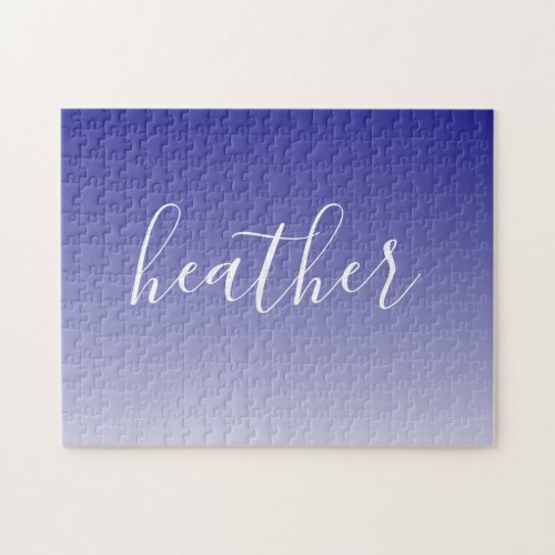 Your Name or Word  Navy Blue Ombre Gradient Jigsaw Puzzle