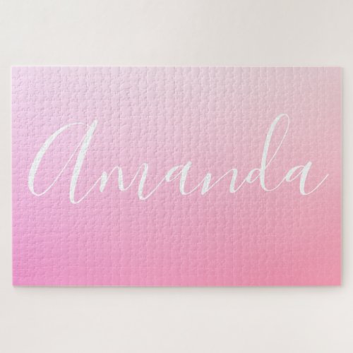 Your Name or Word  Pink Gradient Ombre Jigsaw Puzzle