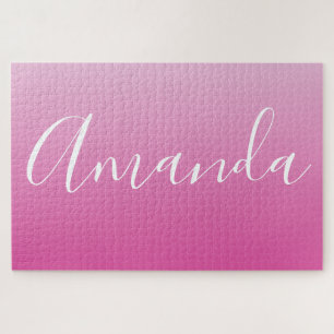 Your Name or Word   Pink Gradient Ombre Jigsaw Puzzle