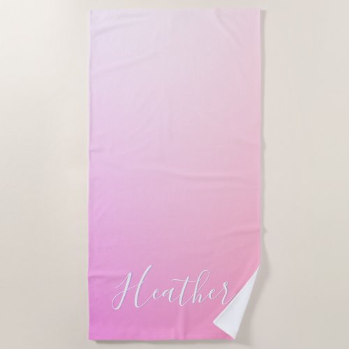 Your Name or Word  Pink Ombre Gradation Beach Towel