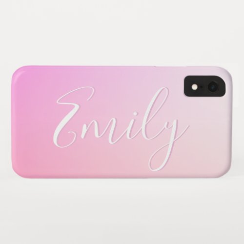 Your Name or Word  Pink Ombre Gradation iPhone XR Case