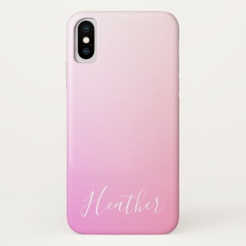 Your Name or Word  Pink Ombre Gradation iPhone X Case