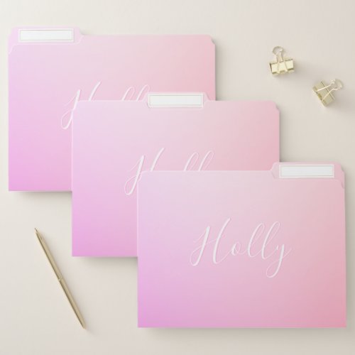 Your Name or Word  Pink Ombre Gradation File Folder