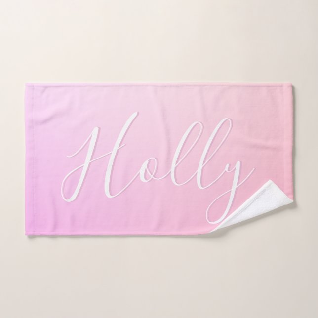Your Name or Word | Pink Ombre Gradation Hand Towel (Hand Towel)