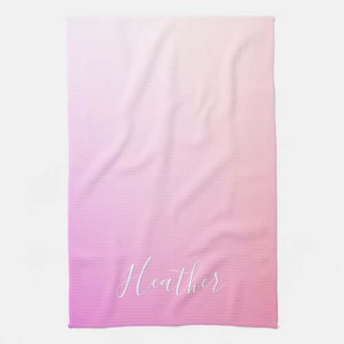 Your Name or Word  Pink Ombre Gradation Kitchen Towel