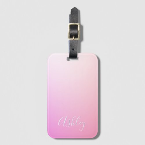 Your Name or Word  Pink Ombre Gradation Luggage Tag