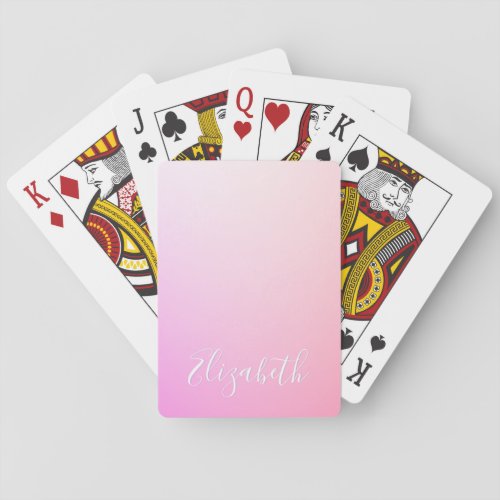 Your Name or Word  Pink Ombre Gradation Poker Cards