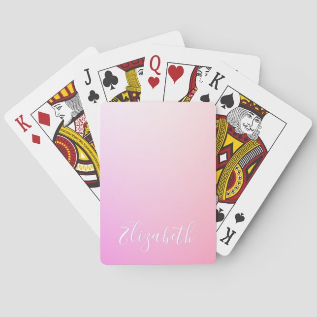 Your Name or Word | Pink Ombre Gradation Poker Cards (Back)