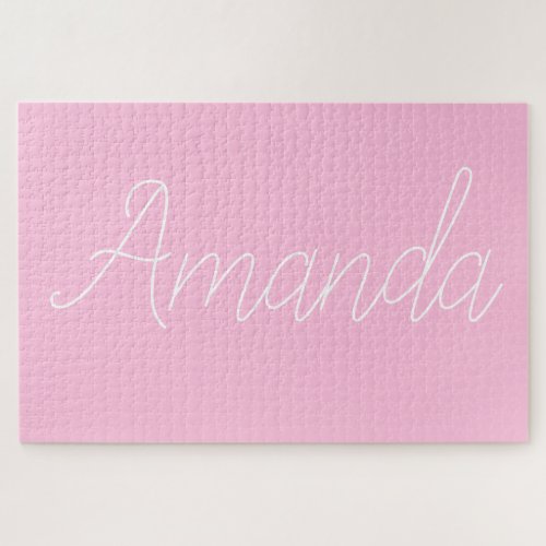Your Name or Word  Pink  White Jigsaw Puzzle