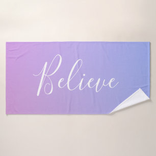 Your Name or Word Purple Pink & Blue Gradient Bath Towel Set
