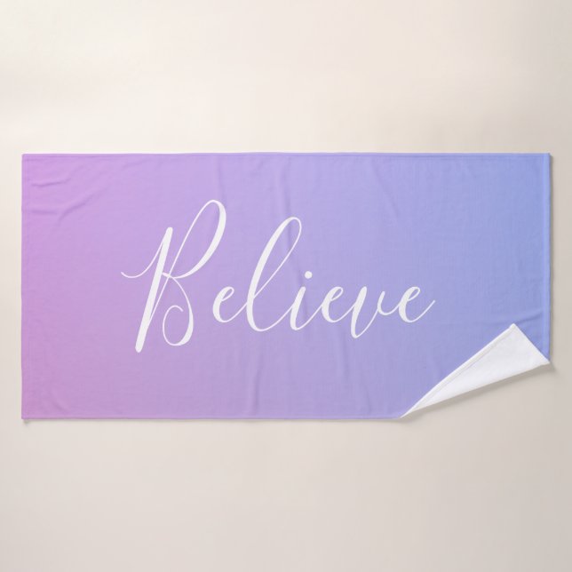 Your Name or Word | Purple Pink & Blue Gradient Bath Towel Set (Bath Towel)