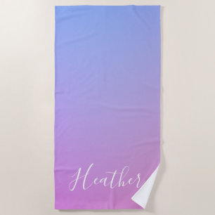 Your Name or Word Purple Pink & Blue Gradient Beach Towel