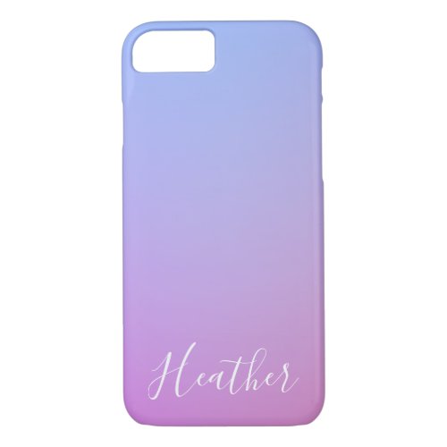 Your Name or Word  Purple Pink  Blue Gradient iPhone 87 Case
