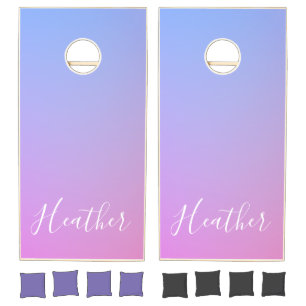Your Name or Word Purple Pink & Blue Gradient Cornhole Set