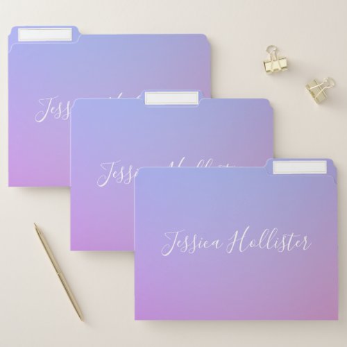 Your Name or Word  Purple Pink  Blue Gradient File Folder