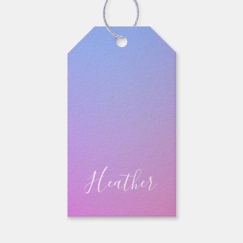 Your Name or Word  Purple Pink  Blue Gradient Gift Tags