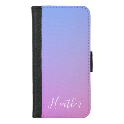 Your Name or Word  Purple Pink  Blue Gradient iPhone 87 Wallet Case