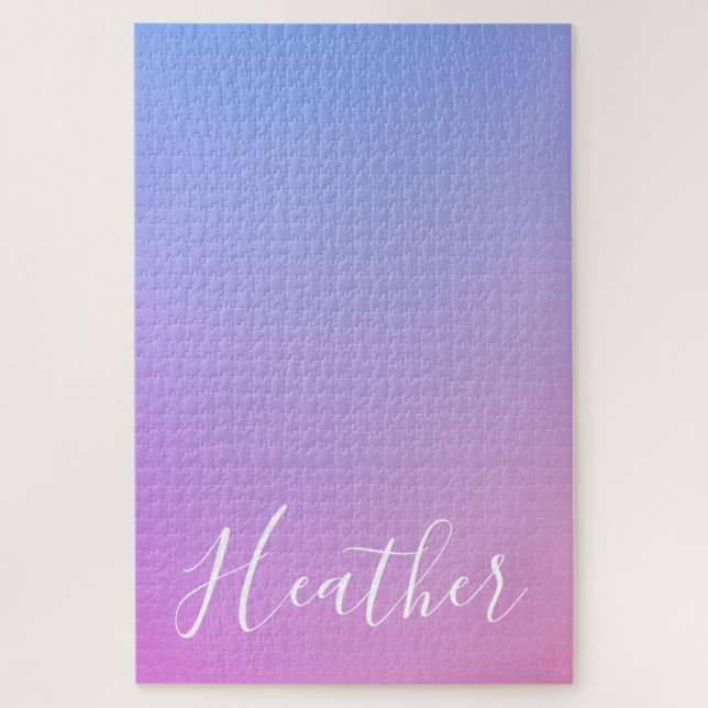 Your Name or Word | Purple Pink & Blue Gradient Jigsaw Puzzle (Vertical)