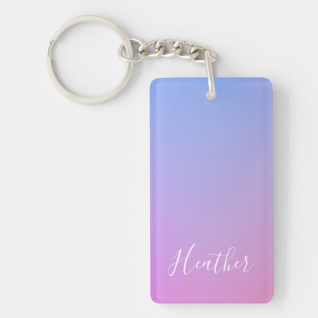 Your Name or Word | Purple Pink & Blue Gradient Keychain (Front)