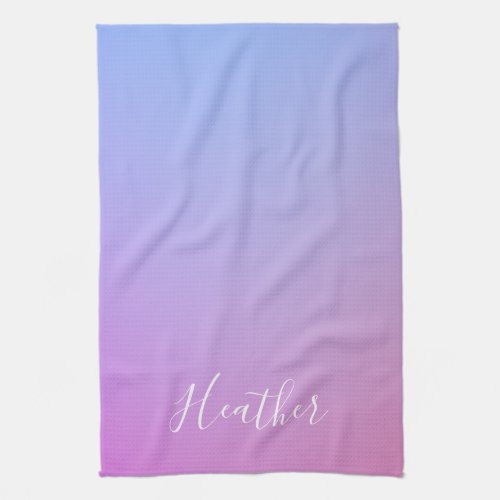 Your Name or Word  Purple Pink  Blue Gradient Kitchen Towel