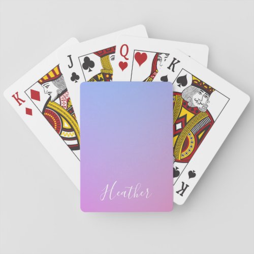 Your Name or Word  Purple Pink  Blue Gradient Playing Cards