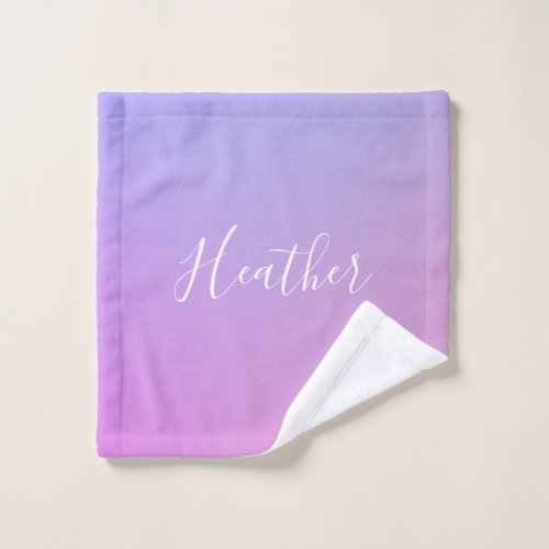 Your Name or Word  Purple Pink  Blue Gradient Wash Cloth