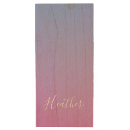 Your Name or Word | Purple Pink &amp; Blue Gradient Wood Flash Drive