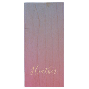 Your Name or Word Purple Pink & Blue Gradient Wood Flash Drive