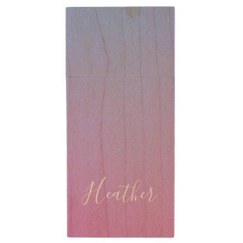 Your Name or Word  Purple Pink  Blue Gradient Wood Flash Drive