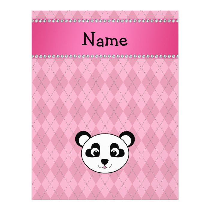 Your name panda bear head pink argyle custom flyer
