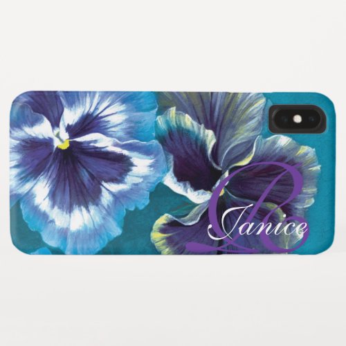 Your name pansy floral aqua botanical art iPhone XS max case