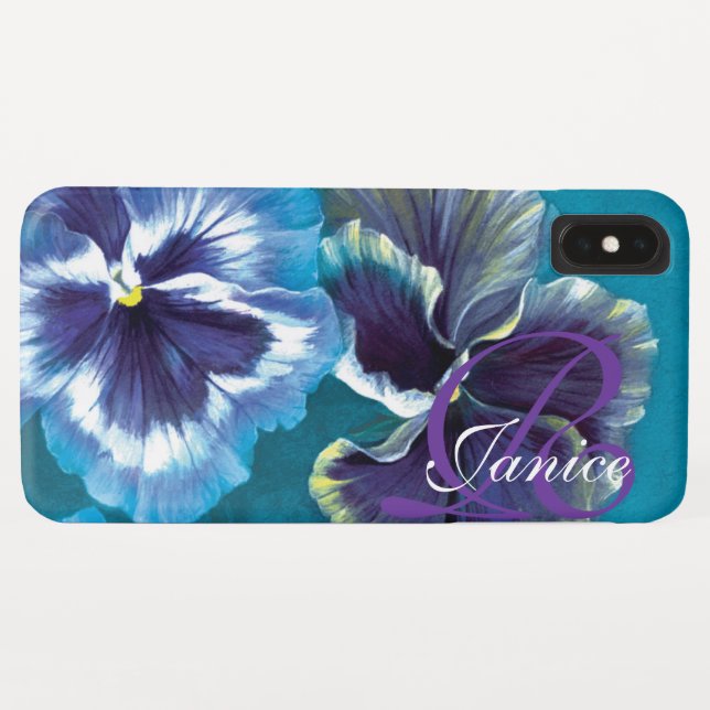 Your name pansy floral aqua botanical art Case-Mate iPhone case (Back (Horizontal))