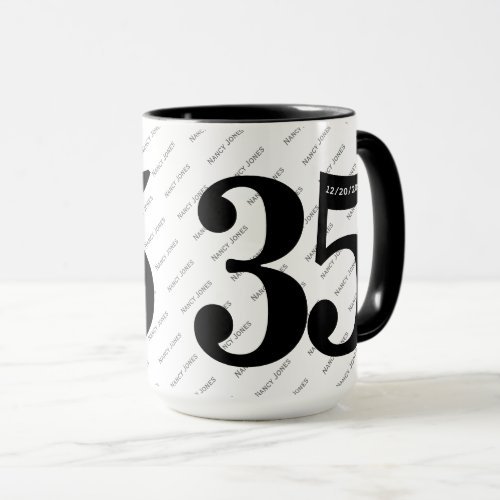 Your Name Pattern _ Black  White _ Bold 35 Mug