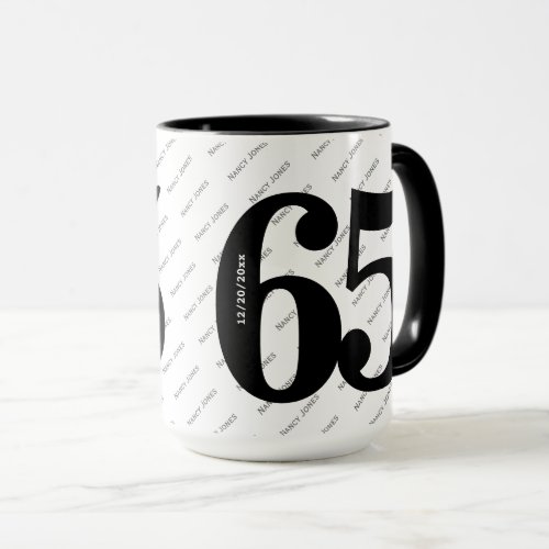 Your Name Pattern _ Black  White _ Bold 65 Mug