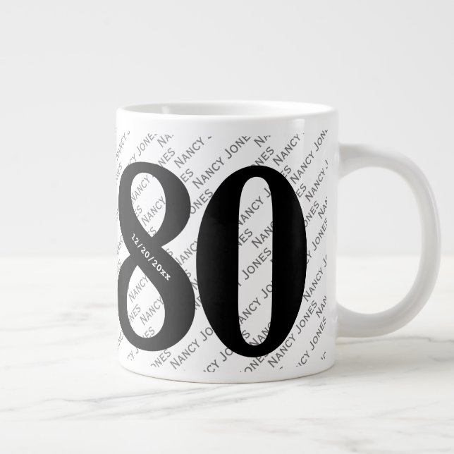 Your Name Pattern - Black & White - Bold 80 Mug (Right)