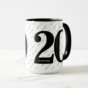 Your Name Pattern - Bold Number 20 - Black/White Mug