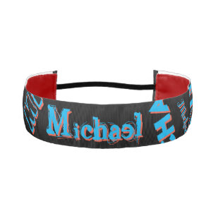 Your name pattern monogram blue red black colour athletic headband